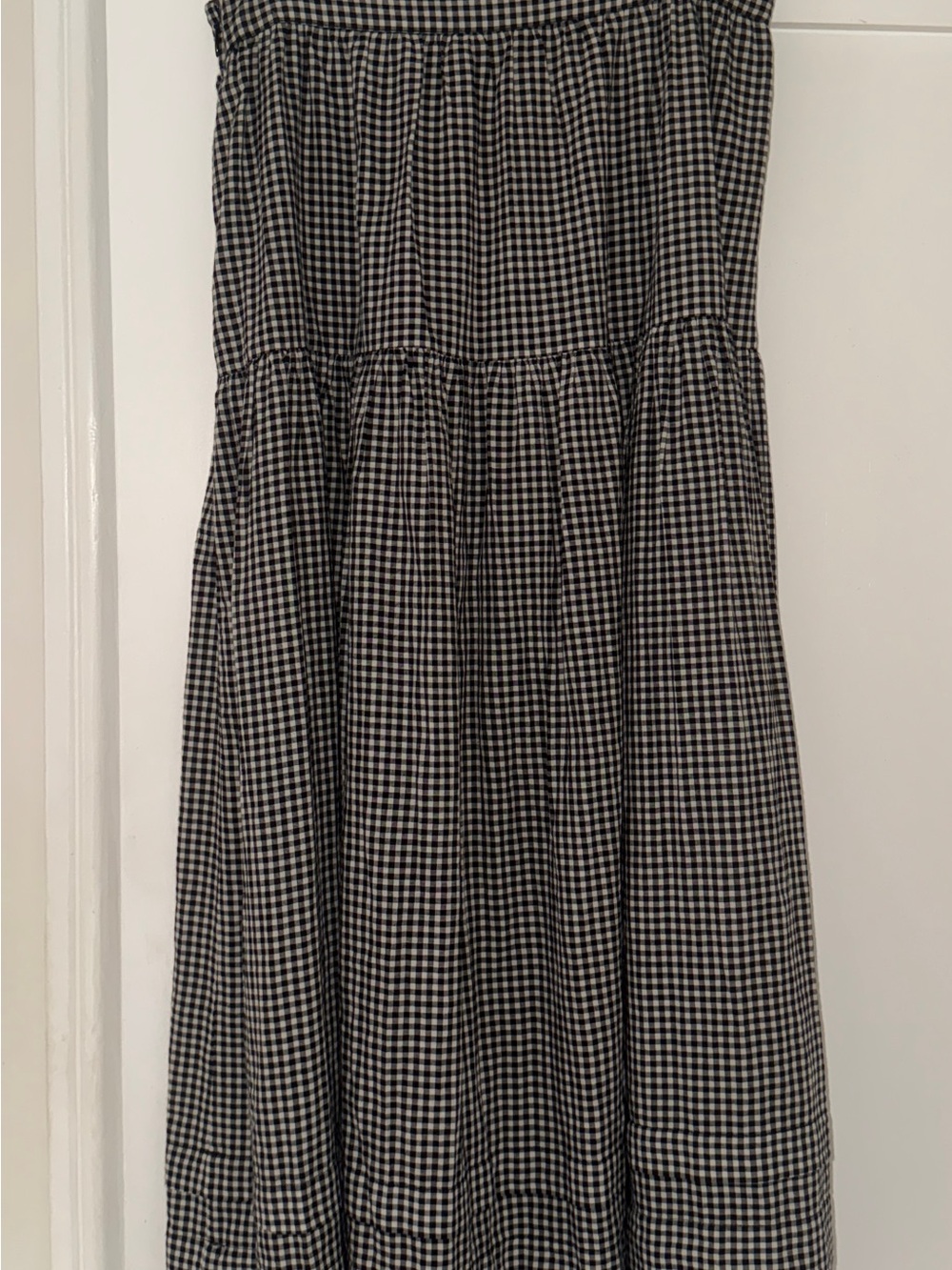 Girls Black and White Gingham Tiered Skirt